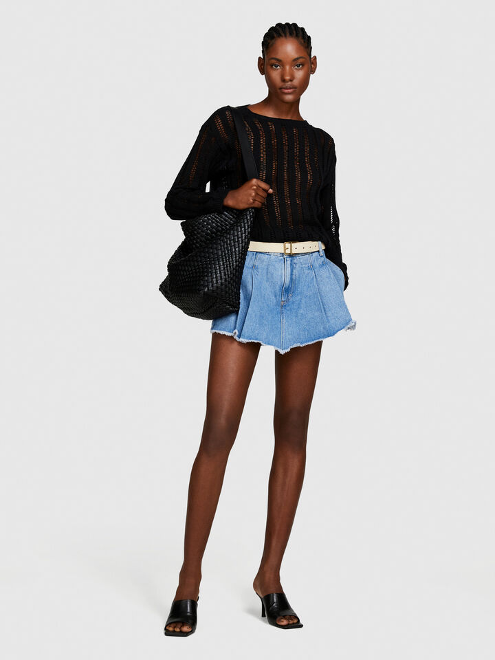 Denim culottes - women's mini skirts - Blue | Sisley image number 1